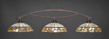 Bow 3 Light Bar Shown In Bronze Finish With 16" Cobblestone Art Glass