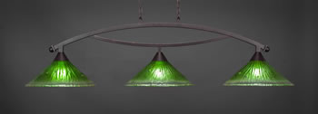 Bow 3 Light Bar Shown In Dark Granite Finish With 16" Kiwi Green Crystal Glass