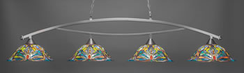 Bow 4 Light Bar Shown In Brushed Nickel Finish With 19" Kaleidoscope Art Glass