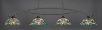 Bow 4 Light Bar Shown In Dark Granite Finish With 19" Kaleidoscope Art Glass
