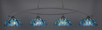 Bow 4 Light Bar Shown In Dark Granite Finish With 16" Blue Mosaic Art Glass